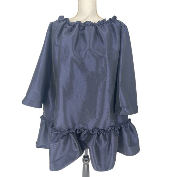 Kika Vargas Silk Chiara Day Dress in Navy - Picture 7 of 12